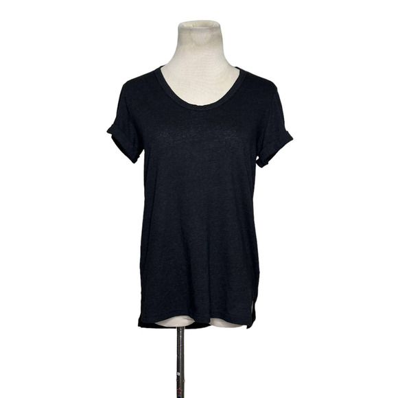 Anthropologie Tops - T.la dark gray short cuffed sleeves t shirt size small